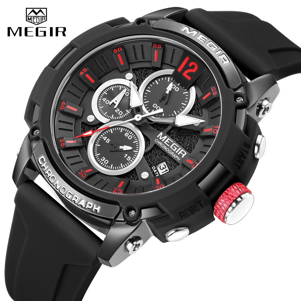 Megir 2208 奢侈品牌石英手錶男士時尚計時手錶防水夜光男運動手錶