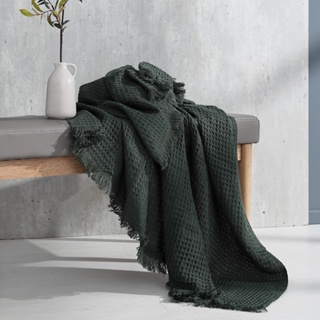 華夫格針織毯(150x180cm)-霾霧綠