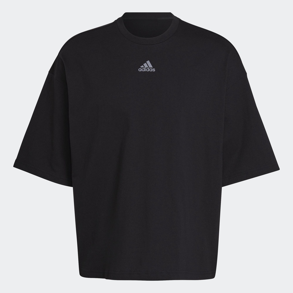 adidas 男款 短袖上衣 訓練 寬鬆版型 反光 Logo 黑 HK4483