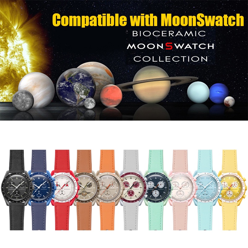 20mm 真皮錶帶, 適用於 Omega MoonSwatch錶帶 快速拆釋放時尚防水運動手錶配件 快拆腕帶