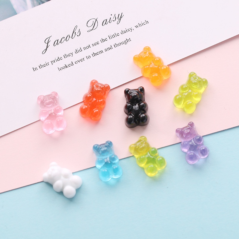 DIY樹脂配件 手作材料工廠現貨創意diy透明小熊樹脂材料 兒童飾品文具手機殼美容配件