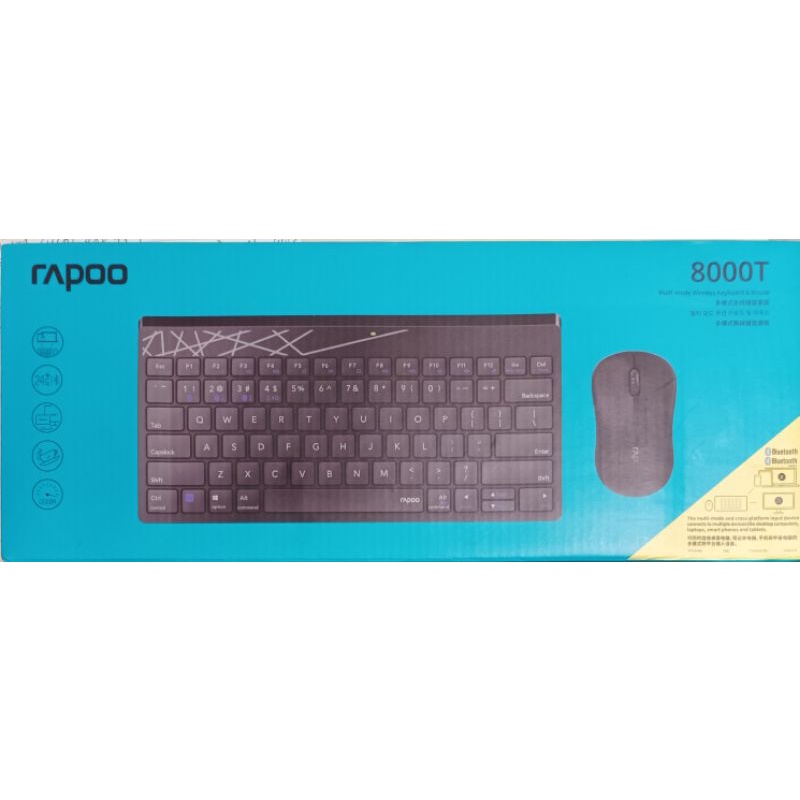 【ATek購物網】rapoo 雷柏 多模式無線鍵鼠組 8000T 黑
