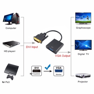 HD 1080P DVI-D To VGA Adapter 24+1 25Pin To 15Pin Cable PC C