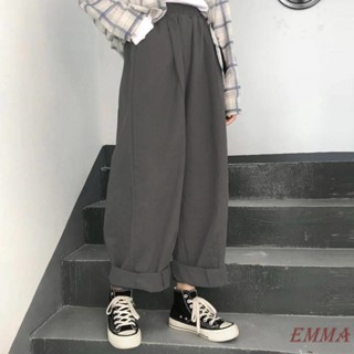 EMMA大尺碼 休閒長褲 寬腿褲 大碼女裝200斤春秋胖妹妹闊腿工裝褲女學生韓版寬松顯瘦直筒褲子