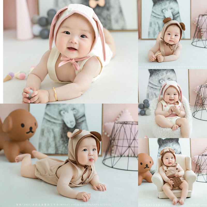 ★6971.影樓兒童攝影雙胞胎可愛兔寶寶卡通造型主題套裝百天寶寶拍照服裝