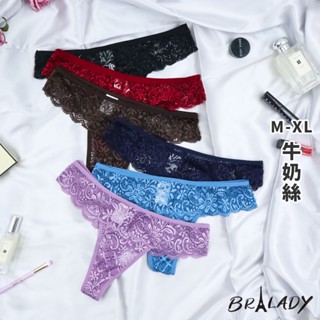 波蕾妮｜秘密吻痕 牛奶絲寬版彈力蕾絲丁字褲M-XL【M15099褲】蕾絲內褲 透膚內褲 低腰 情趣 性感內褲 421
