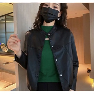 胖胖美依.大碼外套 中尺碼皮衣 大尺碼夾克M-4XL皮衣外套圓領時尚百搭小個子寬鬆克外套1F051-9961.