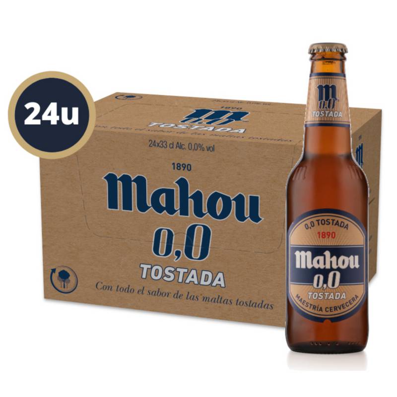 Mahou 0,0 Tostada  馬奧烘培麥芽無酒精啤酒 330mlx24瓶 玻璃瓶裝 現貨