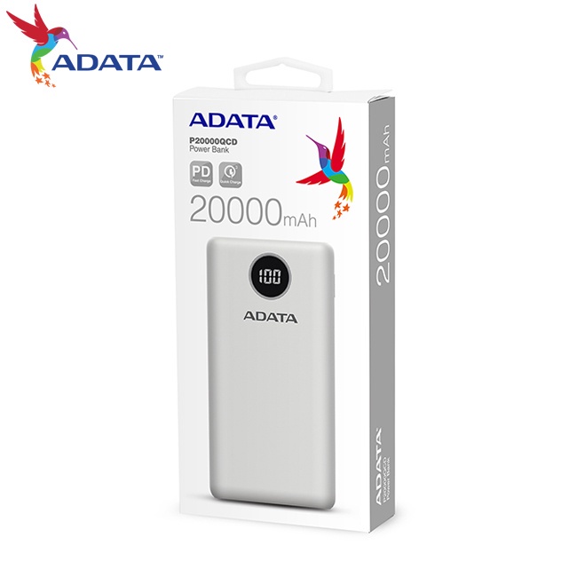 【ADATA 威剛】P20000QCD 數位顯示電量 20000mAh 快充行動電源/有發票/保固依發票有保障/原廠貨