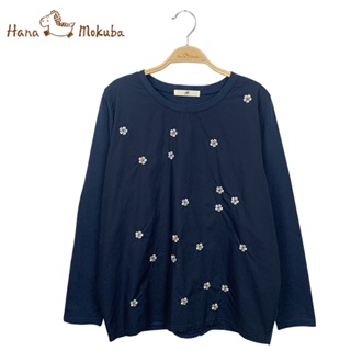 【Hana Mokuba】花木馬日系女裝細緻刺繡針梭織拼接寬鬆休閒T恤