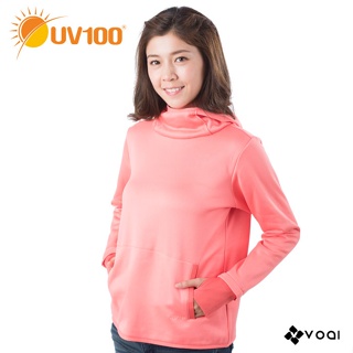 【UV100】防曬 保暖刷毛口罩連帽上衣-女(BG81635) VOAI