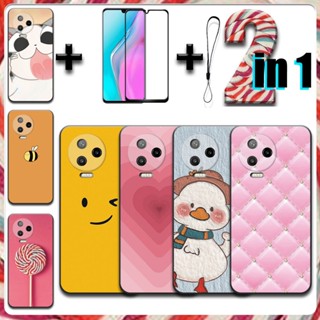 2 合 1 適用於 Infinix Note 12 Pro 4G 手機殼帶鋼化玻璃陶瓷螢幕保護膜的女孩