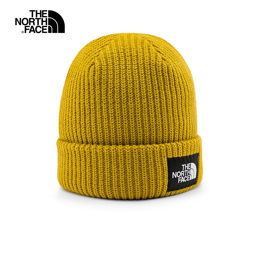 The North Face北面男女款黃色LOGO布標休閒保暖毛帽｜3FJW76S