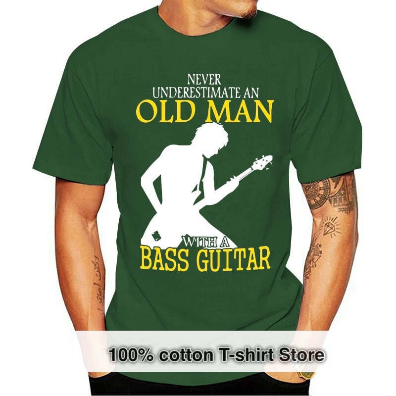 棉質 T 恤貝斯吉他 T 恤永遠不要低估一個有低音吉他印花的老人夏季 T 恤 XXX 100 Funn