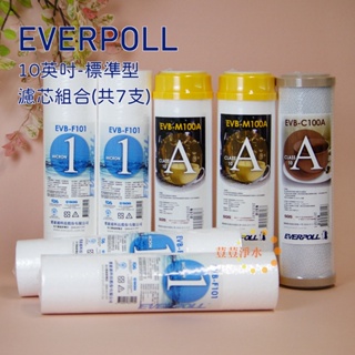 EVERPOLL EVB-F101一微米PP濾心4支 M100A樹脂濾心2支 C100A活性碳棒濾心1支(共7支)