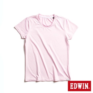 EDWIN 涼感系列 圓領短袖T恤(淺粉紅)-女款