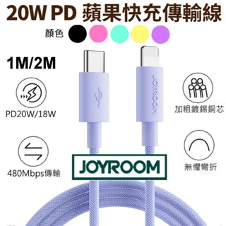 JOYROOM 馬卡龍繽紛多彩 PD 20W Type-C to 平果 尼龍編織 快充線 1m/2m/0.25m 充電線