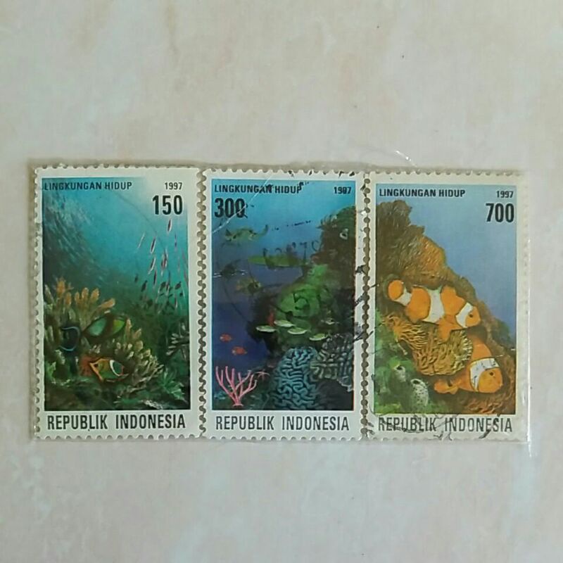 印度尼西亞郵票 1997 年生活環境全套 3 件二手