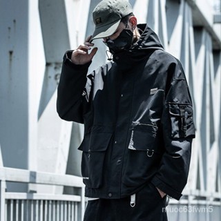 觀霧新款機能風潮牌工裝外套男士潮流學生原宿風BF寬鬆連帽多口袋夾克 BXTN
