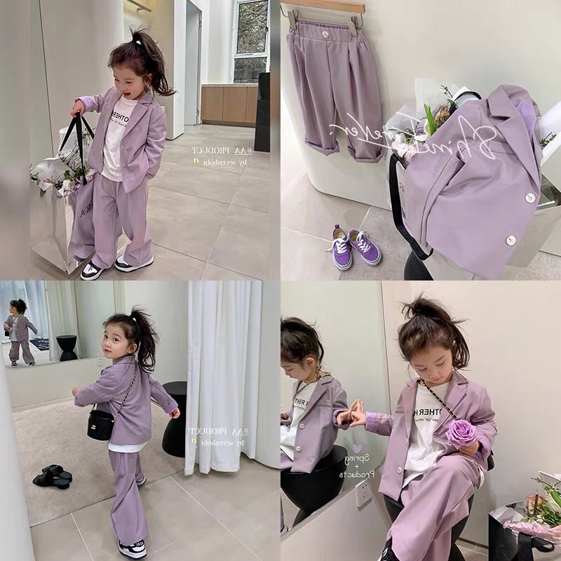 《部分現貨》韓版兒童/寶寶IG時髦網西裝套裝西裝外套+直筒褲兩件套