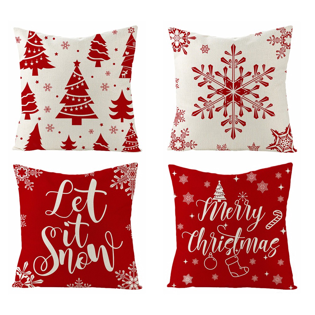 聖誕快樂靠墊套40×40,45×45,50×50,60×60,70×70，新年棉麻抱枕套，方形抱枕套。居家裝飾