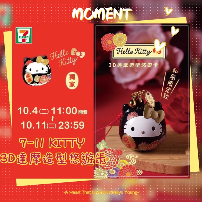 全新預購 正版授權 7-11 711 光輝十月 Hello Kitty 3D達摩造型悠遊卡 和風限定版 達摩 Kitty