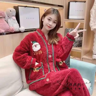 Xuan♥冬天韓版網紅爆款睡衣法蘭絨睡衣女加絨加厚保暖厚款家居服套裝