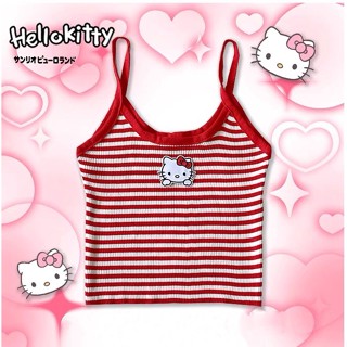 自製 Hello kitty Hello kitty y2k 熱女孩吊帶背心小可愛條紋背心百搭