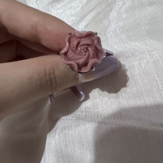 🍀薔薇石牡丹花s925銀戒指🍀可調式戒圍/薔薇輝石