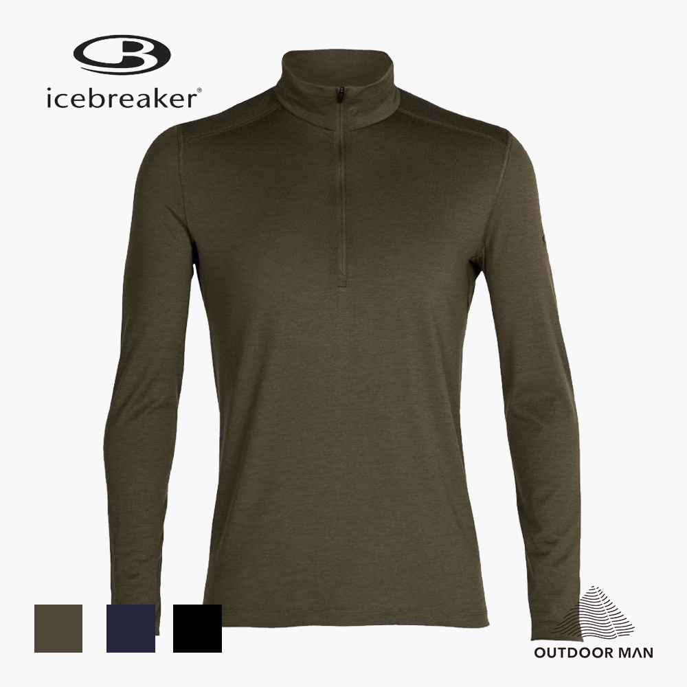 [Icebreaker] 男款 Oasis 素色圓領半開襟長袖上衣-BF200 (IB104367)
