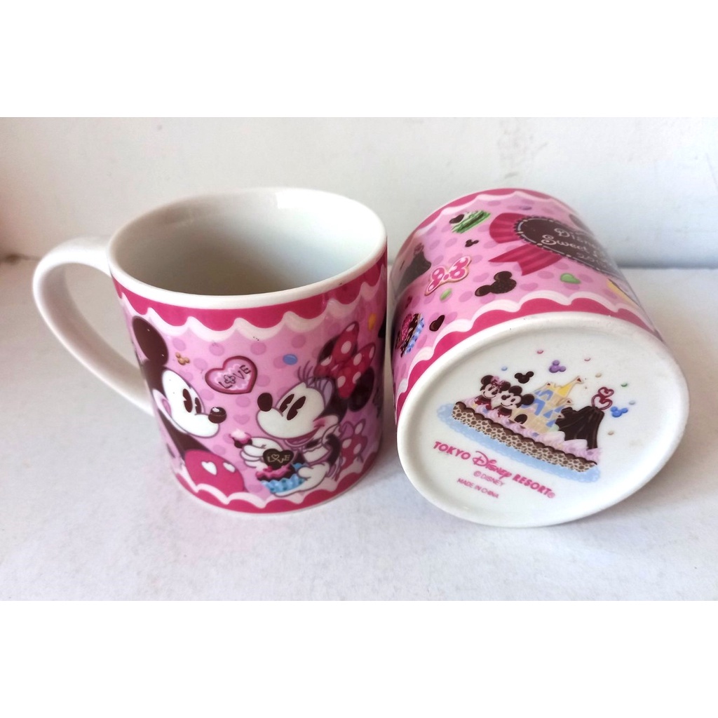 日本限定 粉紅愛心款米奇米妮咖啡杯 SWEET LOVE 馬克杯 東京迪士尼 愛心 對杯 小樽 情人節 戀人 芭比粉
