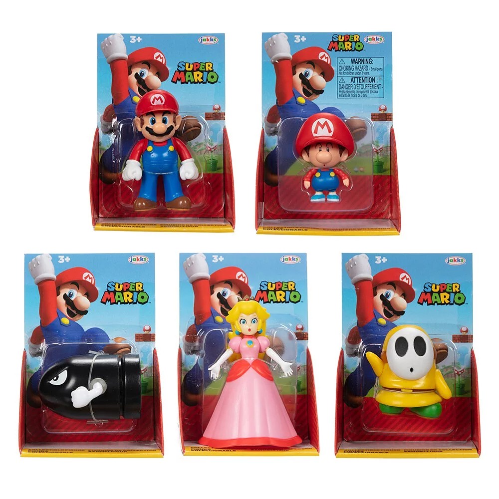 Jakks Super Mario 《 NINTENDO 任天堂 超級瑪利歐 》瑪利歐 W37 2.5吋公仔 一組5入