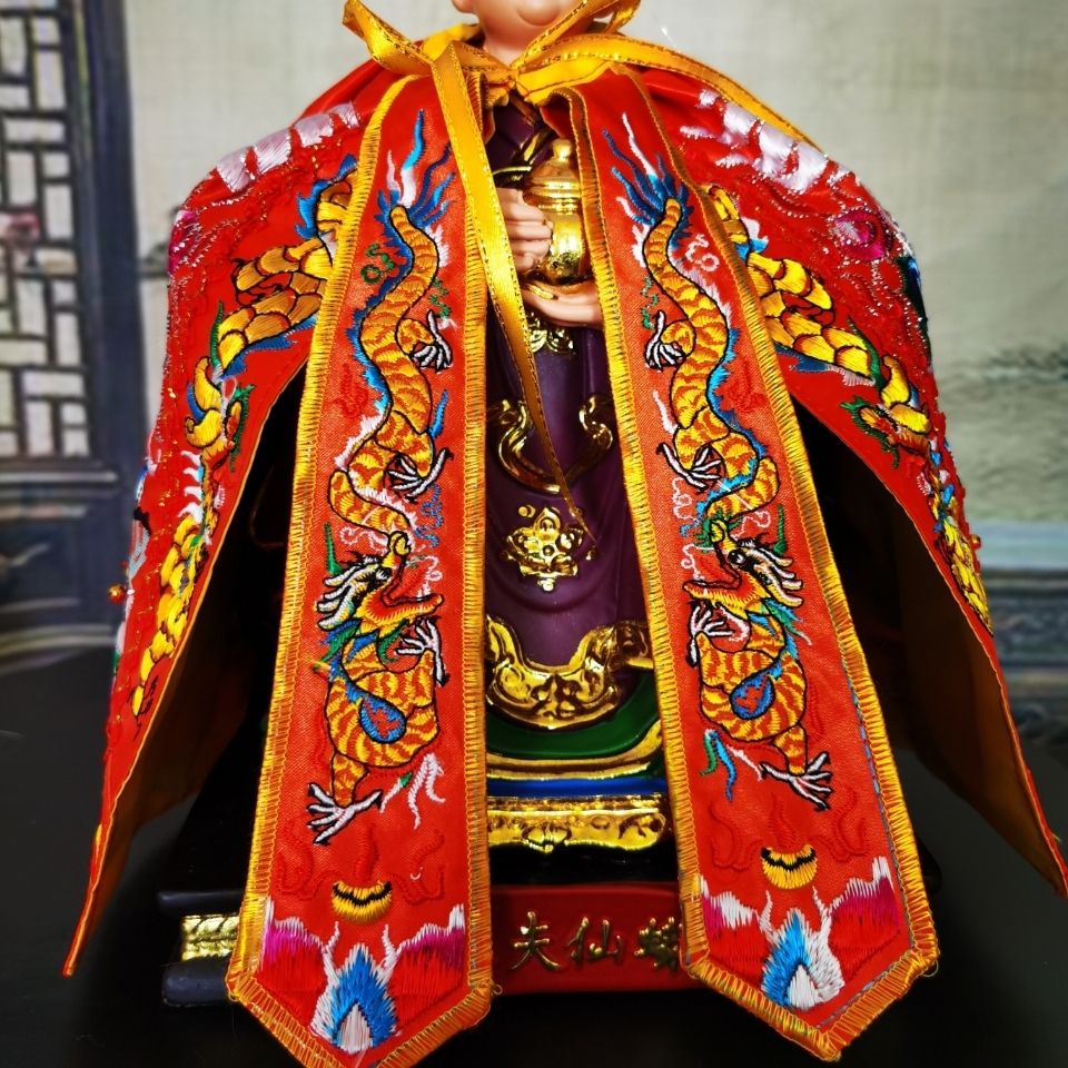 神明衣服 披風 臺版刺繡龍袍佛衣平繡三鱗衣王爺關公上帝媽祖袍神明衣披風