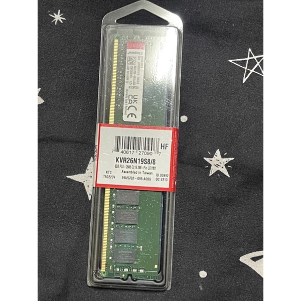 終保 金士頓 Kingston 8GB DDR4 2666 桌上型記憶體(KVR26N19S8/8)