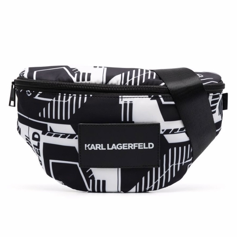 ✴Sparkle歐美精品✴ Karl Lagerfeld  老佛爺卡爾滿版logo系列腰包 胸包 青年版 預購