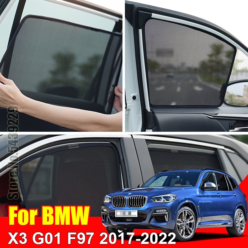 適用於 BMW X3 G01 F97 2017-2022 磁性汽車遮陽罩定制網狀框架窗簾側窗遮陽簾
