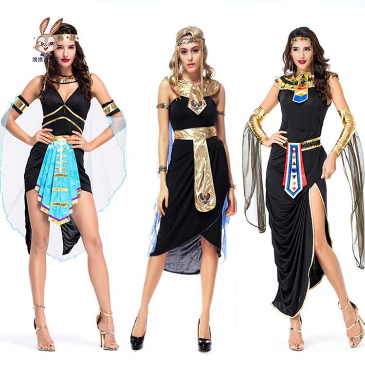【萬圣節】萬圣節cos服 古代埃及神話女神服裝 藍色腰帶女神 晚會表演出服裝 cos埃及艷后女王 角色扮演服飾