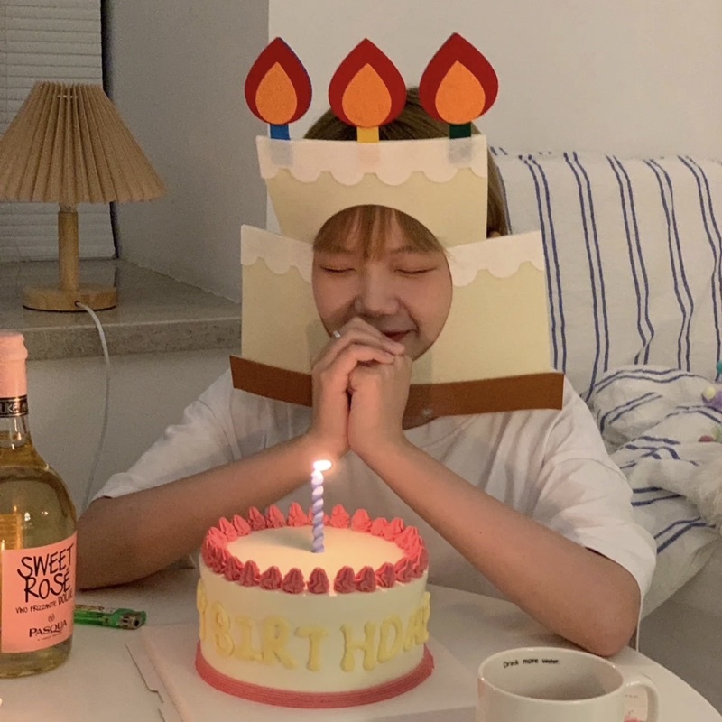 \現貨秒出/韓系 ins生日派對不織布禮物面具頭套、蛋糕面具頭套、生日頭飾、搞怪頭飾🎁