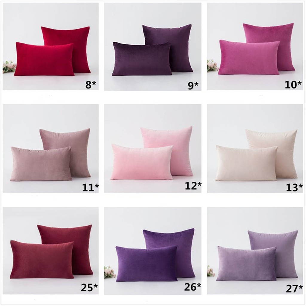 純色紅色粉色天鵝絨抱枕套30x50.40×40.45x45.50x50.60×60.家居沙發靠墊抱枕套.