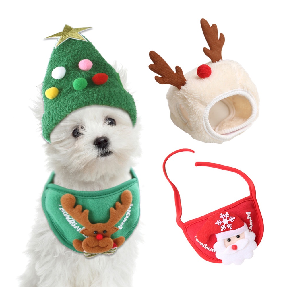 【MsTang】聖誕寵物帽子圍巾圍巾圍兜麋鹿可愛角色扮演頭飾
