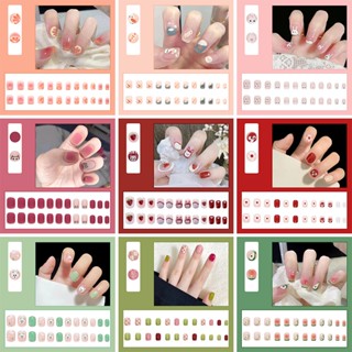 24 件 / 套穿美甲補丁, 用於女孩假指甲可移動美甲貼片 (包括果凍膠 OPP 袋)