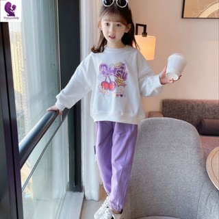 女大童春秋套裝 長袖套裝 女童衛衣套裝秋裝2022新款網紅女孩運動服兒童洋氣春秋上衣兩件套