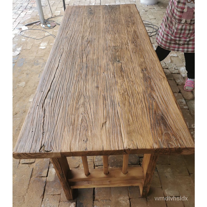 限時活動#老榆木門板吧檯榆木板實木復古懷舊風化舊木板老門板茶台茶桌定製實木 客廳桌