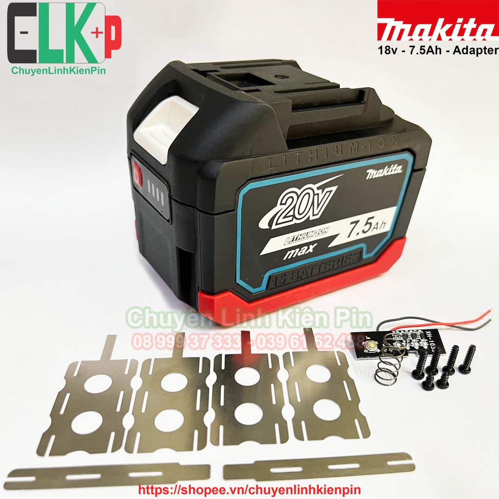 Makita 5s 3P 電池指示燈盒封閉式 15 電池 18650,帶鋅和郵票的防震 (CLKP _ 349)