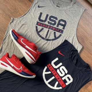 Image of ［oh.ya.club] 現貨 美版商品 Nike x USA Dri- Fit 男子籃球訓練短袖改背心 藍/灰