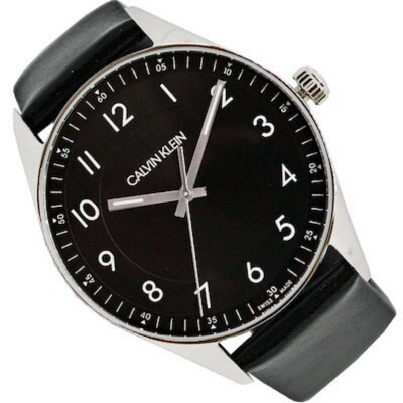 🤩🎁限時特價😱禮物🤩瑞士製作👍 ＳＷＩＳＳ ＭＡＤＥ 💘🤩在台 超優惠 CK Calvin Klein 黑色真皮錶帶手錶