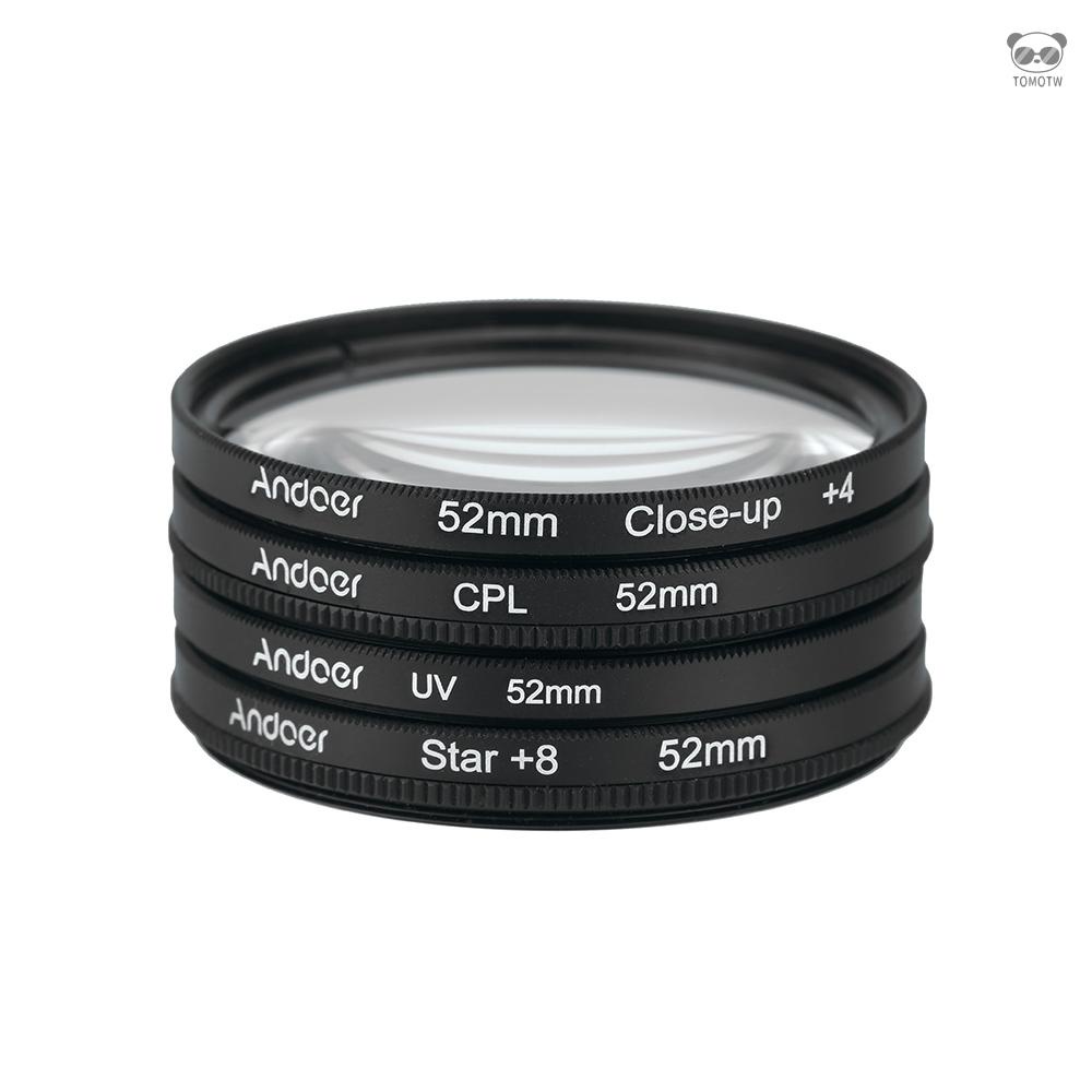Andoer 52mm 濾鏡套裝 UV+CPL+Close-Up+4+Star8 近攝鏡星光鏡套裝