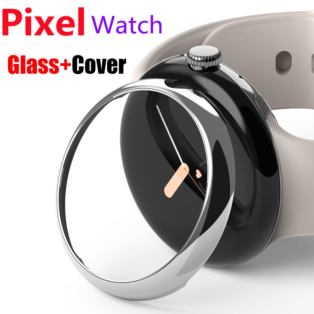 Google Pixel Watch 的玻璃 + 保護套全透明 PC 保護套屏幕保護貼鋼化玻璃貼 Smartwatch
