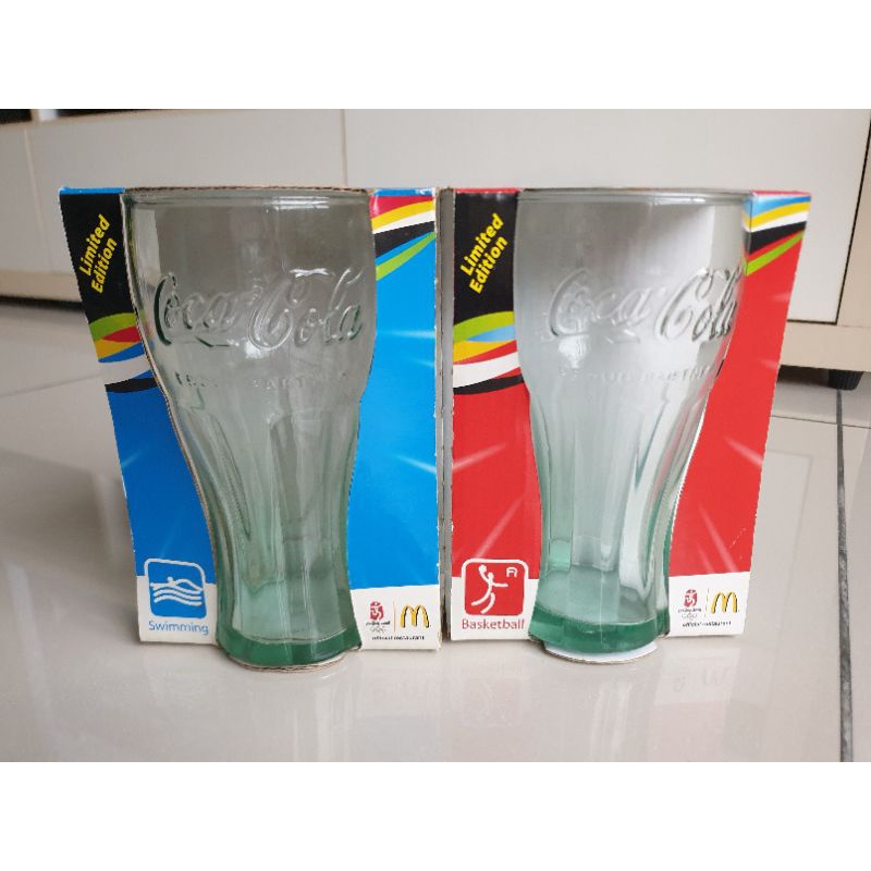 麥當勞 2008北京奧運 奧運紀念杯 限量 游泳項目 籃球項目 可口可樂 收藏 玻璃杯