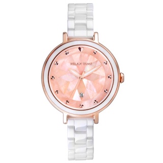 【大新竹鐘錶】RELAX TIME極光系列Aurora-半陶瓷腕錶【珊瑚粉】(RT-92-2)
